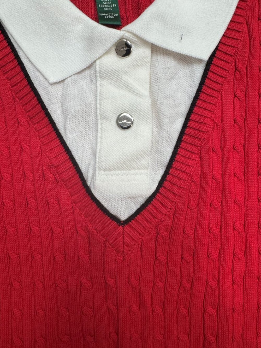 RALPH Lauren Women's Active Golf 2 Cable Knit Sweater, Size XL/Red - Picture 3 of 3